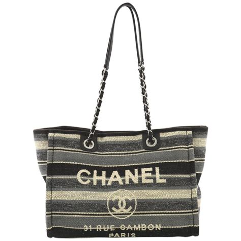 chanel striped deauville|Chanel deauville tote small.